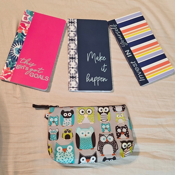 thirty-one Handbags - Thirty-One Owl Print Thermal Insulated Pouch & Three Colorful Notebooks NWOT